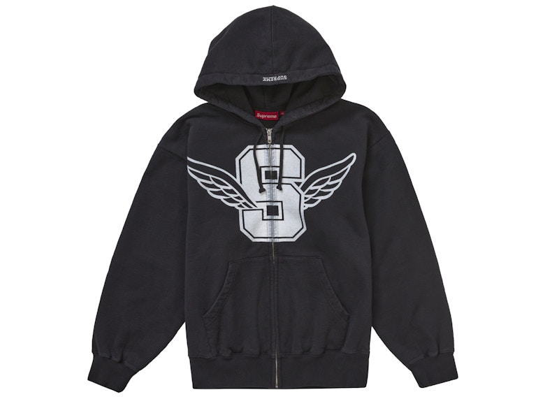 Supreme Wings Zip Up Hooded Sweatshirt Black