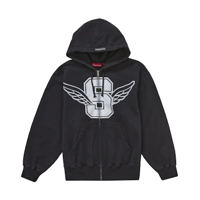 Supreme Wings Zip Up Hooded Sweatshirt Black