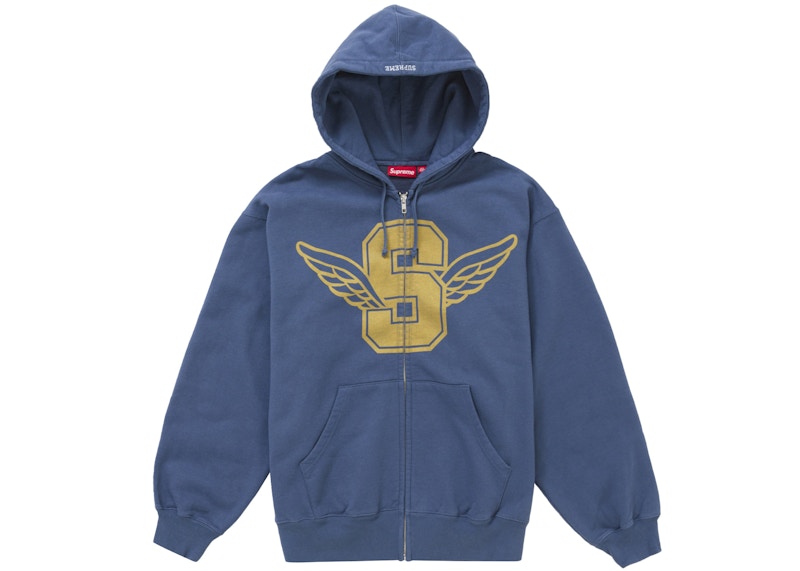 Supreme Wings Zip Up Hooded Sweatshirt Dark Blue
