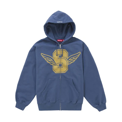 Supreme Wings Zip Up Hooded Sweatshirt Dark Blue