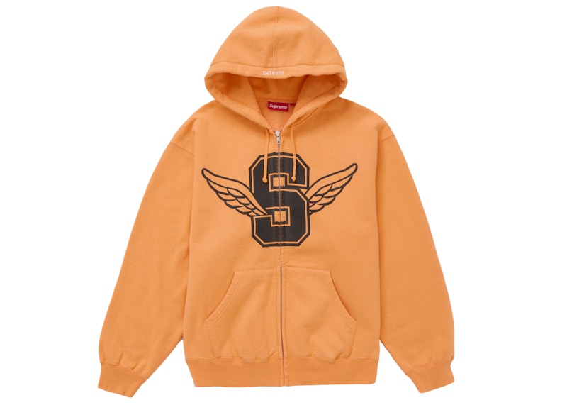 Supreme Wings Zip Up Hooded Sweatshirt Light Orange