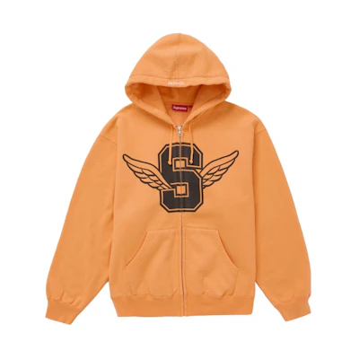 Supreme Wings Zip Up Hooded Sweatshirt Light Orange