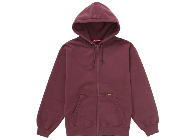 Supreme Work Zip Up Hooded Sweatshirt Maroon
