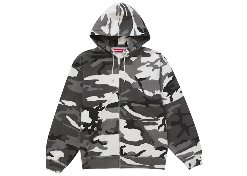 Supreme Work Zip Up Hooded Sweatshirt Snow Camo