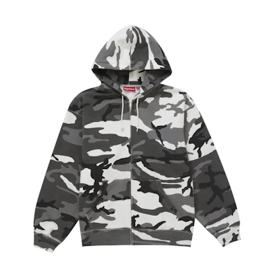 Supreme Work Zip Up Hooded Sweatshirt Snow Camo