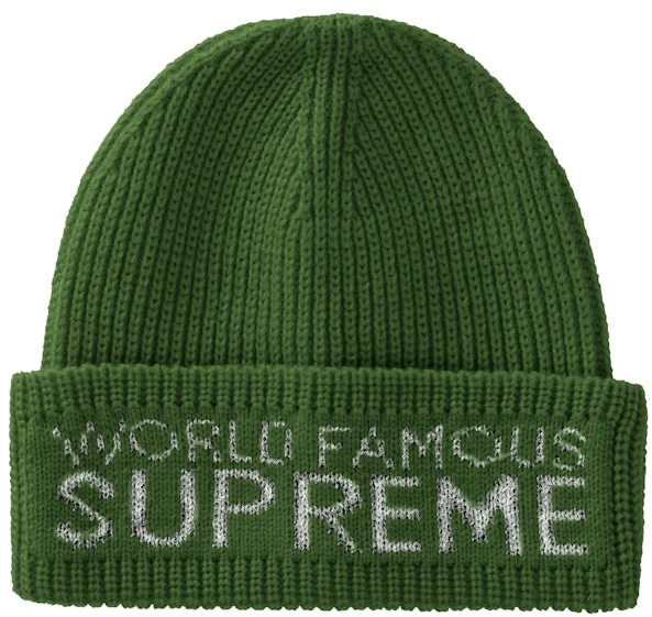 supreme-world-famous-beanie-dark-green
