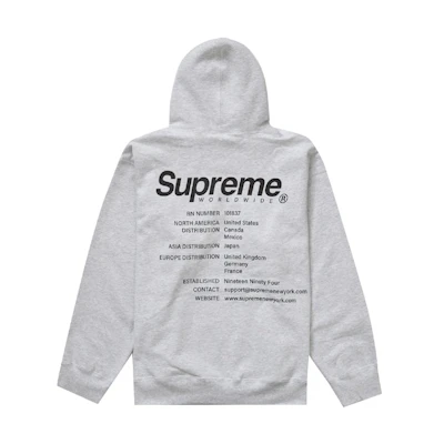 Supreme Worldwide Hooded Sweatshirt Ash Grey