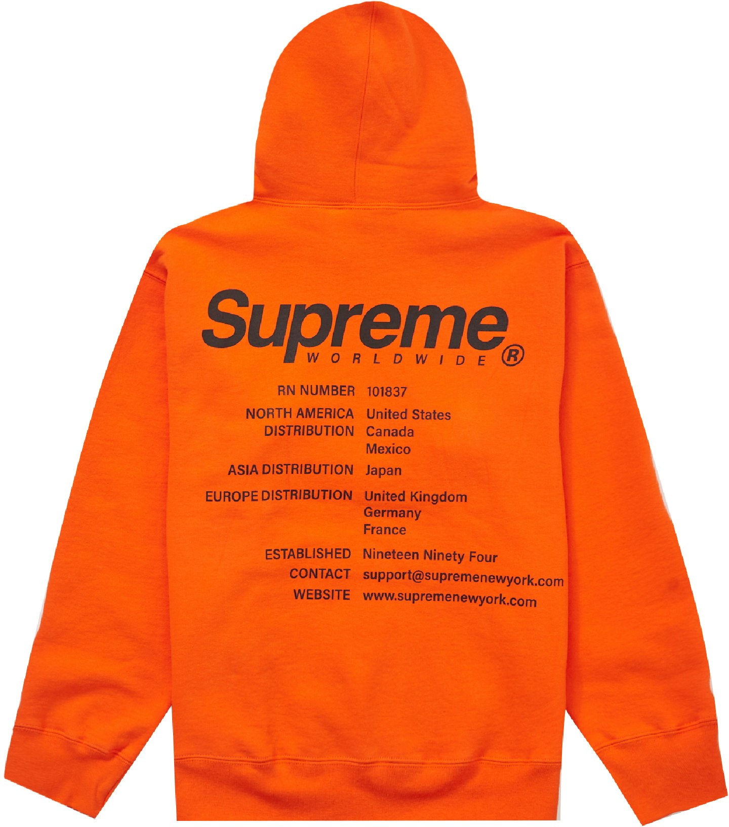 Supreme Worldwide Hooded Sweatshirt Dark Orange