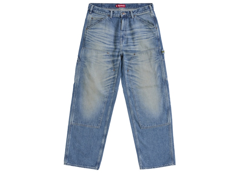 Supreme Worn Double Knee Denim Painter Jean Washed Indigo