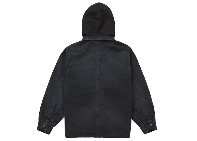 Supreme Worn Hooded Chore Coat Black 圖 2