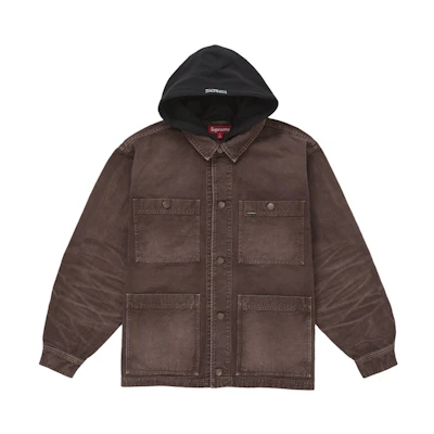 Supreme Worn Hooded Chore Coat Brown