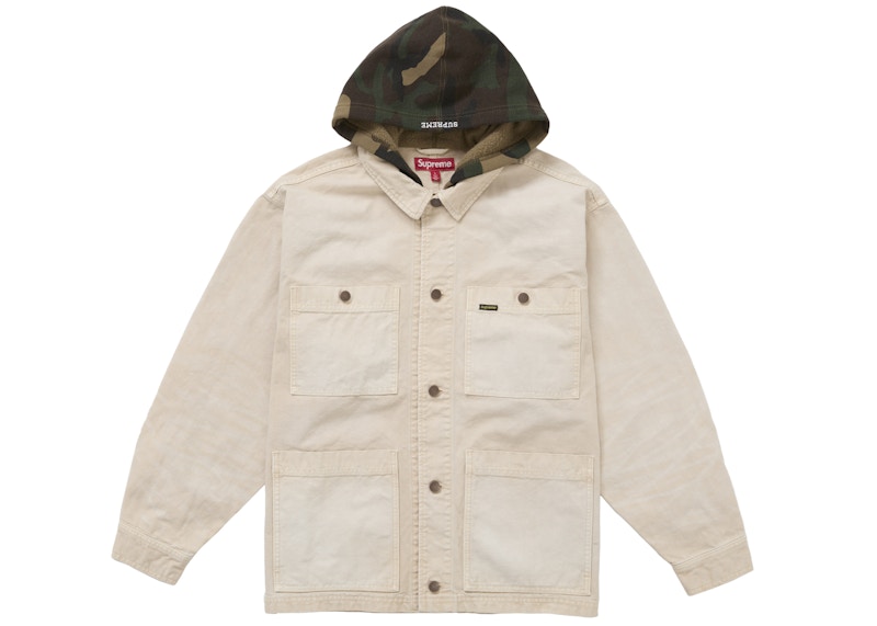 Supreme Worn Hooded Chore Coat Natural