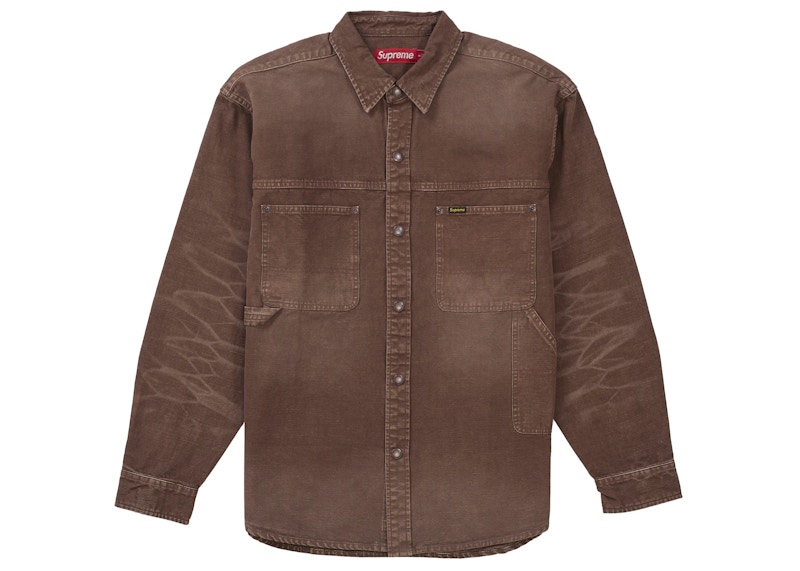 Supreme Worn Snap Painter Shirt Brown