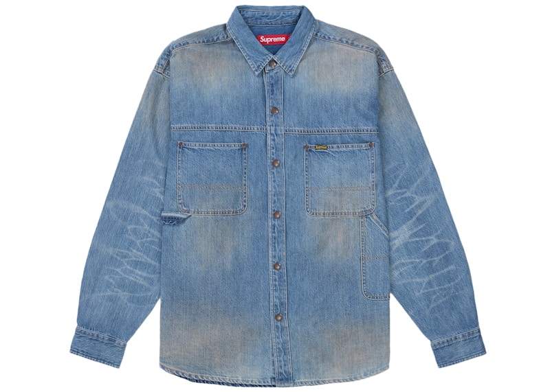 Supreme Worn Snap Painter Shirt Denim