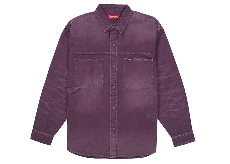 Supreme Worn Snap Painter Shirt Purple