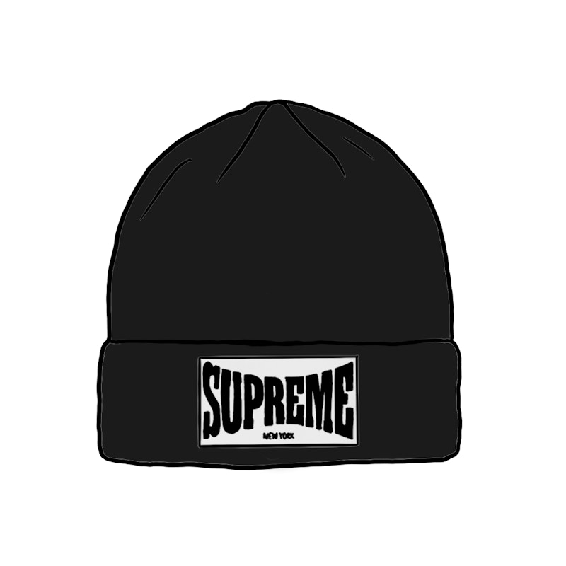 Supreme Woven Label Beanie Black