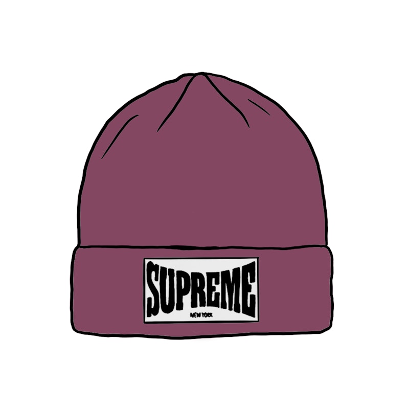 Buy Supreme Gorro de Punto Etiqueta Tejida Púrpura Polvoriento