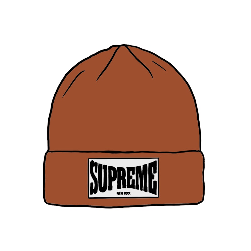 Supreme Woven Label Beanie Rust