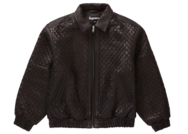 Buy Supreme Woven Leather Varsity Jacket Black - Novelship