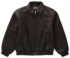 Supreme Woven Leather Varsity Jacket Black Supreme Woven Leather Varsity Jacket Black
