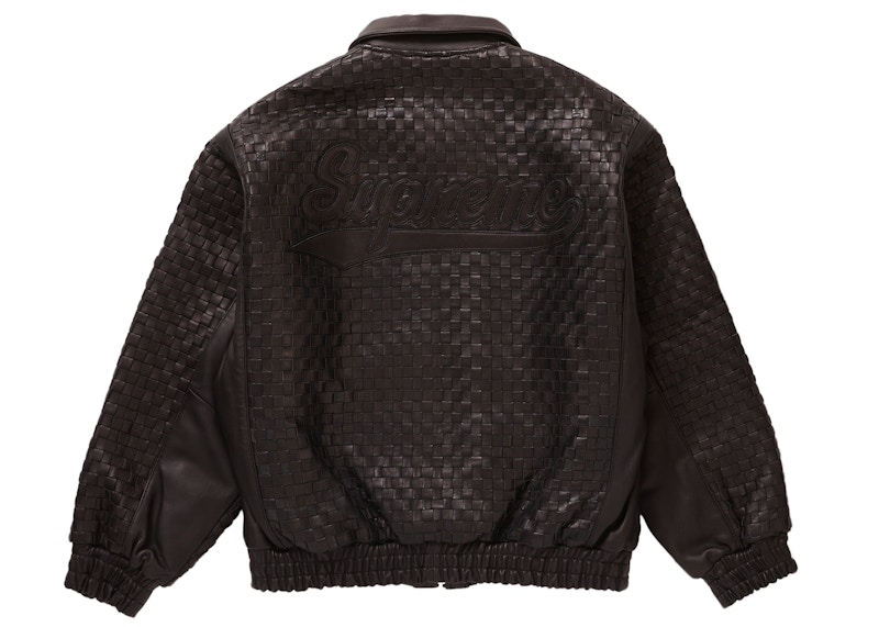 ジャケット・アウター Supreme Woven Leather Varsity Jacket L Buy Supreme Woven Leather Varsity Jacket Black - Novelship