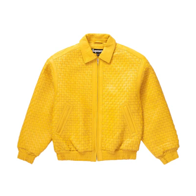 Supreme Woven Leather Varsity Jacket Yellow