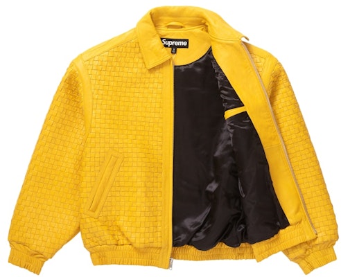 Supreme Jaket Varsity Kulit Anyaman Kuning Order Supreme Jaket Varsity Kulit Anyaman Kuning