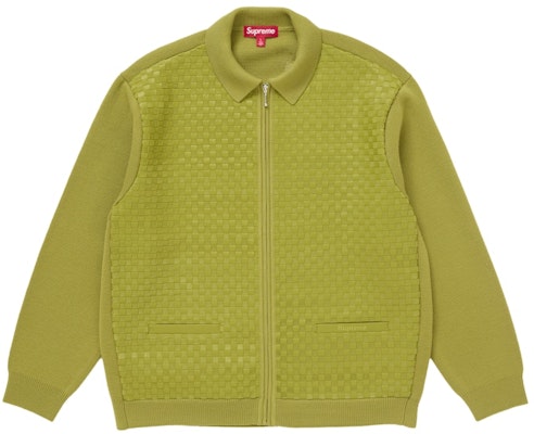 Supreme Woven Leather Zip Up Cardigan (FW24) Green Buy Supreme Woven Leather Zip Up Cardigan (FW24) Green