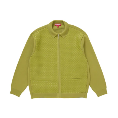 Supreme Woven Leather Zip Up Cardigan (FW24) Green