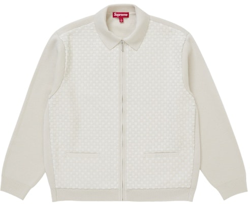 Supreme Woven Leather Zip Up Cardigan (FW24) White Buy Supreme Woven Leather Zip Up Cardigan (FW24) White