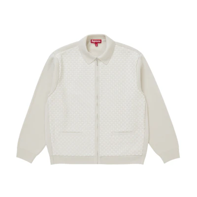 Supreme Woven Leather Zip Up Cardigan (FW24) White