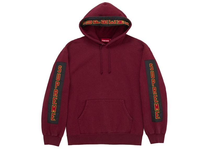 Supreme Woven Patches Hooded Sweatshirt Dark Red