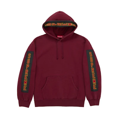 Supreme Woven Patches Hooded Sweatshirt Dark Red