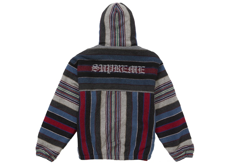 Supreme Woven Stripe Hooded Jacket Black 圖 2
