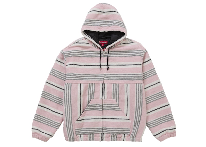 Supreme Woven Stripe Hooded Jacket Pink