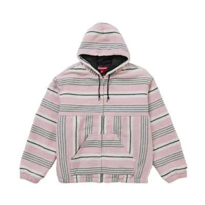 Supreme Woven Stripe Hooded Jacket Pink
