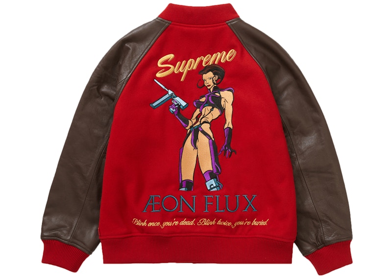 Lookbook Jaket Varsity Supreme x Aeon Flux 'Merah'