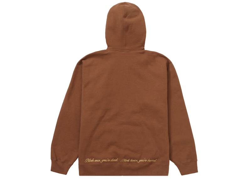 Order Supreme x Aeon Flux Zip Up Hooded Sweatshirt 'Brown'