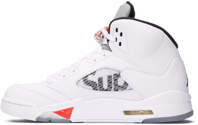 Supreme x Air Jordan 5 Retro 'White' 824371-101 Lookbook Supreme x Air Jordan 5 Retro 'White' 824371-101