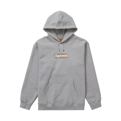 Supreme Burberry Box Logo Hooded Sweatshirt 'Heather Grey'