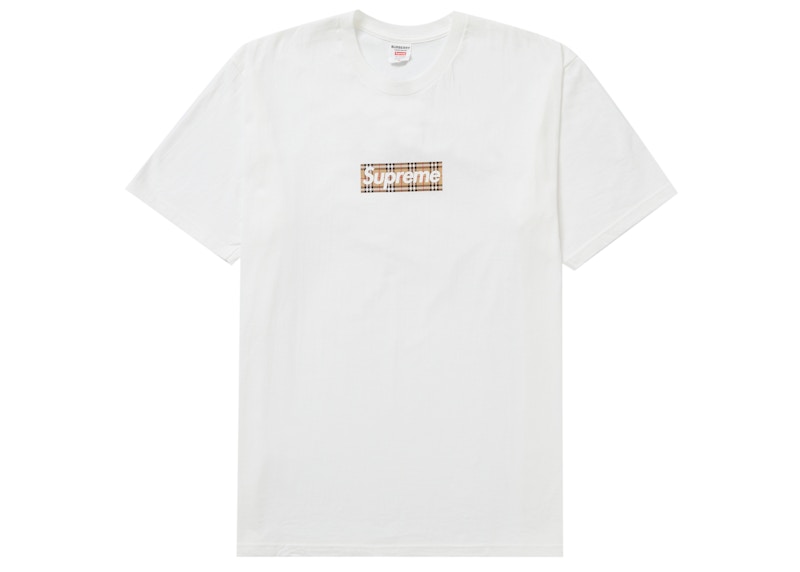 Buy Kaos Logo Kotak Supreme x Burberry 'Putih'