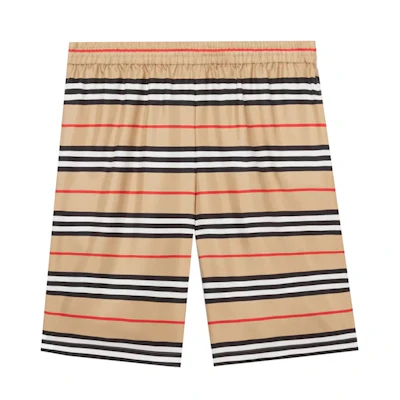 Supreme Burberry Logo Print Silk Twill Shorts 'Archive Beige'