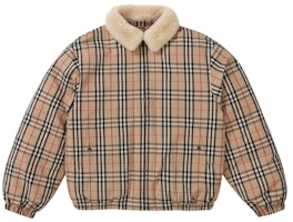 Supreme x Burberry Shearling Collar Down Puffer Jacket 'Beige' Supreme x Burberry Shearling Collar Down Puffer Jacket 'Beige'