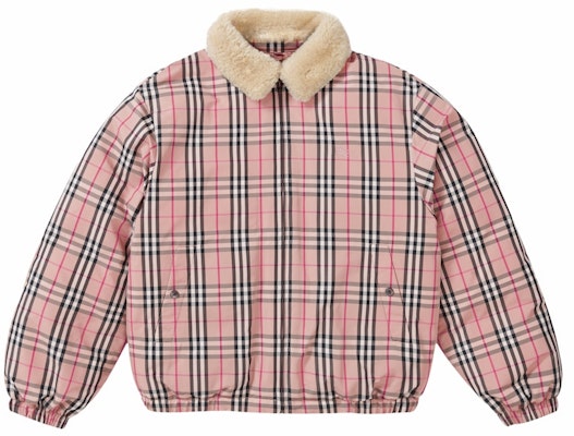 Supreme x Burberry Shearling Collar Down Puffer Jacket 'Pink' Buy Supreme x Burberry Shearling Collar Down Puffer Jacket 'Pink'