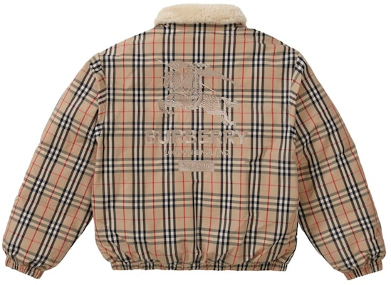 Supreme x Burberry Shearling Collar Down Puffer Jacket 'Beige' Lookbook Supreme x Burberry Shearling Collar Down Puffer Jacket 'Beige'