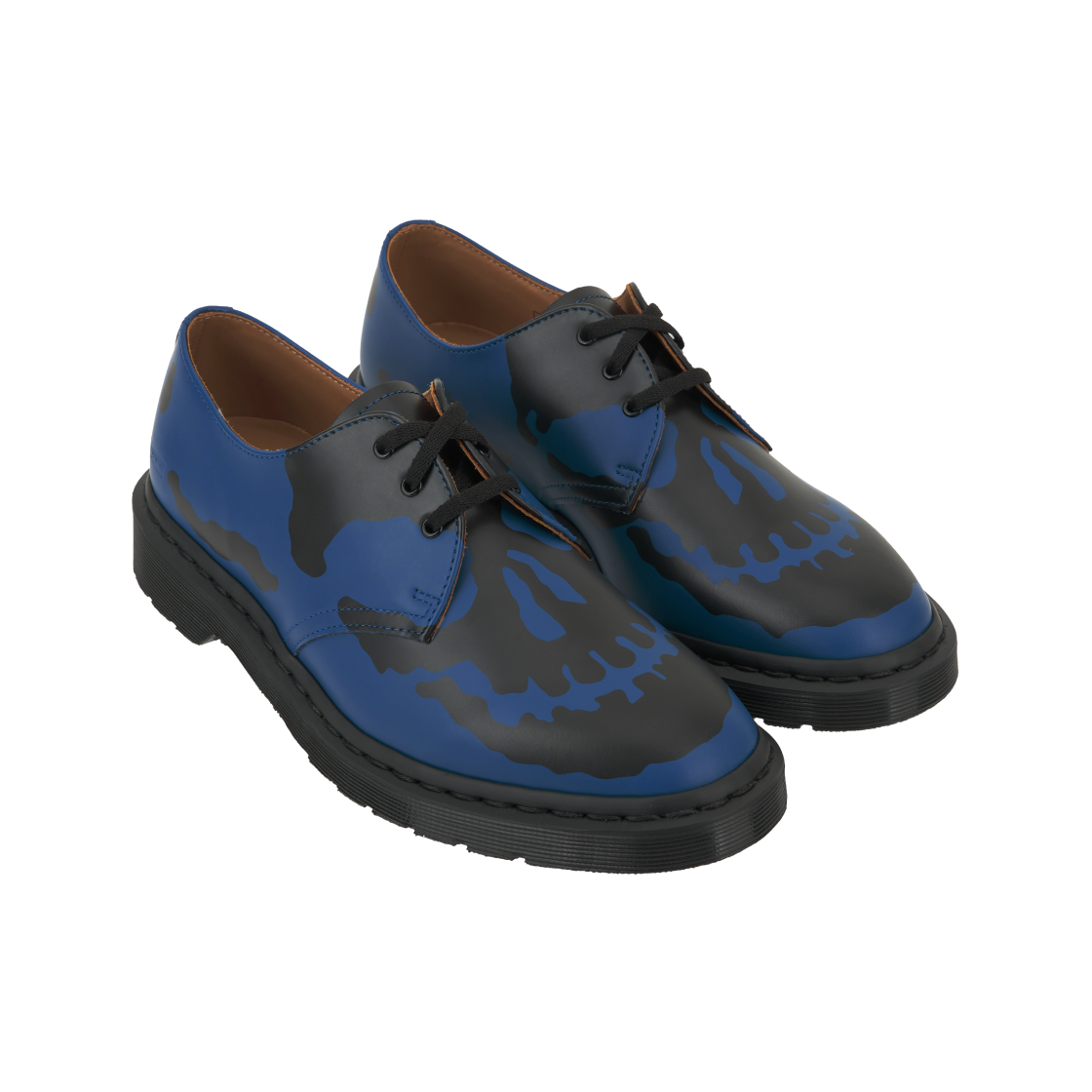 Shop 슈프림 x 닥터마틴 1461 3-구 스컬 로열 블랙 신발 42936400