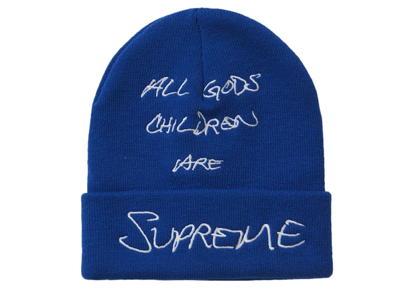 Buy Supreme x God's Children Beanie 'Royal' - Topi Beanie Biru Kolaborasi Supreme.