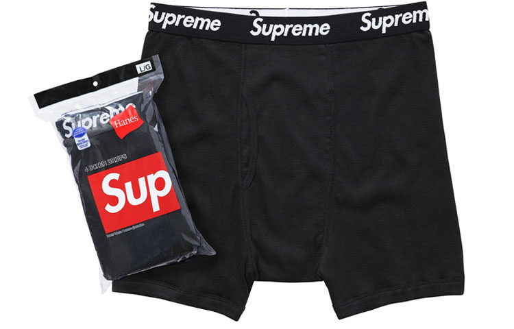 Supreme x Hanes Boxer Briefs (4 Pack) Black Underwear Collaboration. SUP-FW19-005