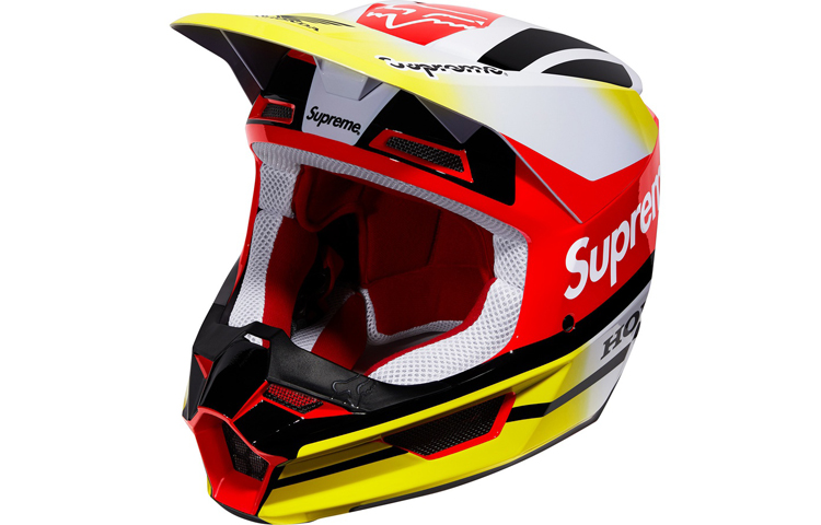 Supreme x Honda x Fox Racing Yellow Red Motorcycle Helmet Unisex Collab SUP-FW19-707