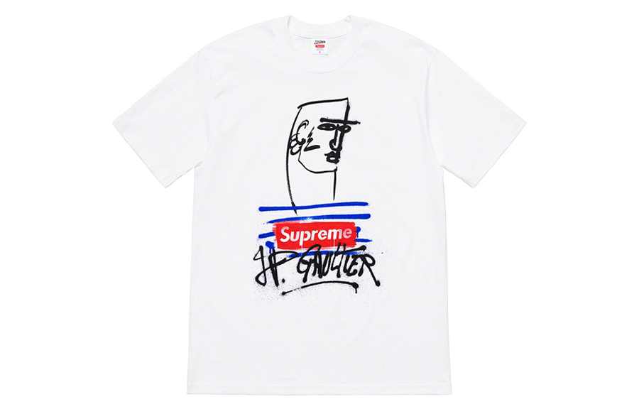 Supreme x Jean Paul Gaultier Tee White SS19 Graffiti Print Unisex Streetwear Tee. SUP-SS19-773